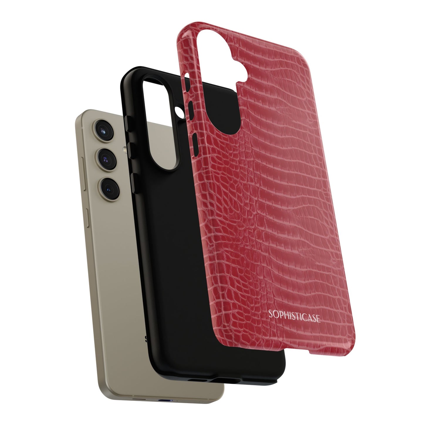 Luxe Leather in Cherry Red - iPhone Case, Samsung Galaxy Case, Google Pixel Case