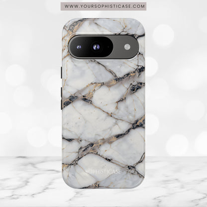 Marble Opulence in Cracked Beige - iPhone Case, Samsung Galaxy Case, Google Pixel Case