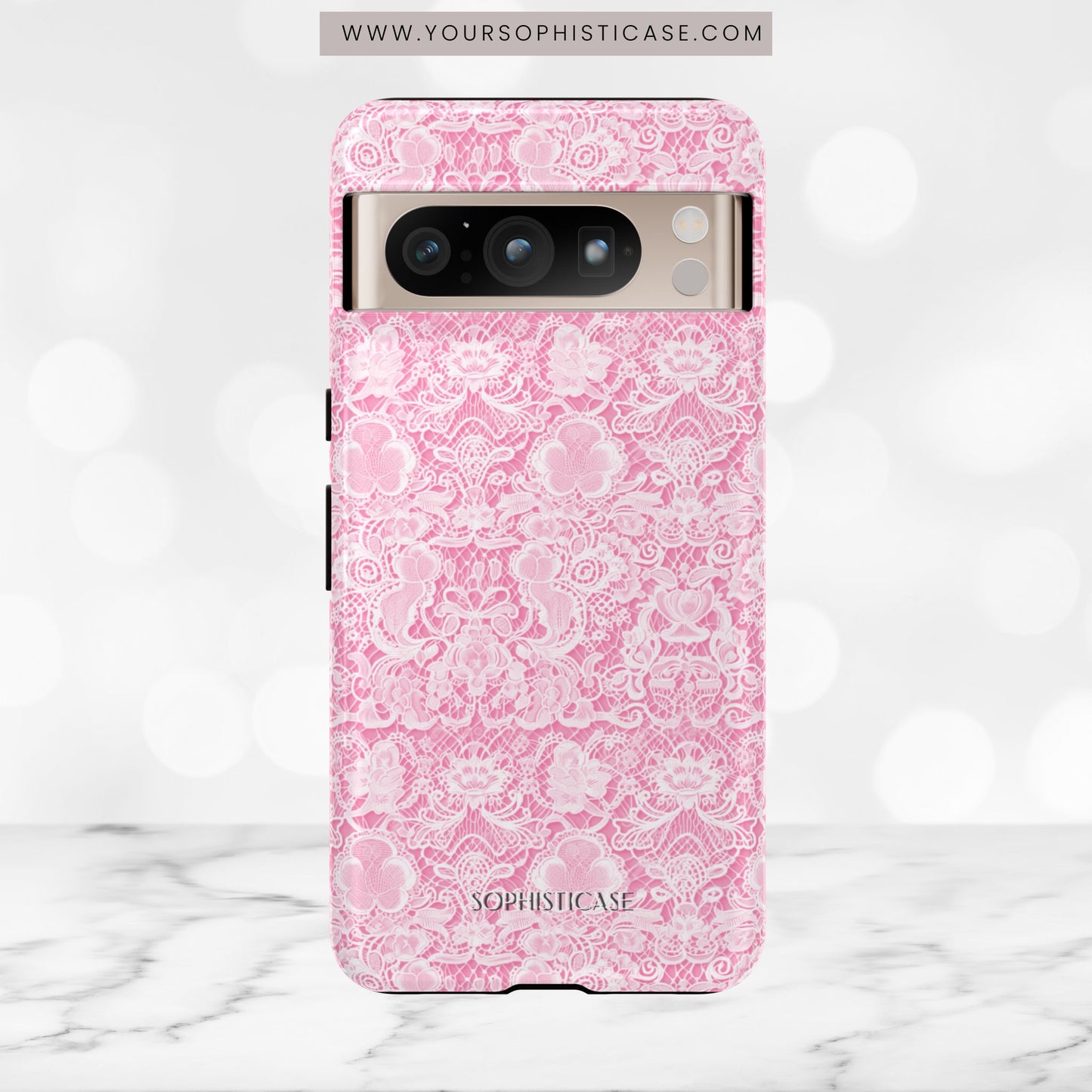 Luxe Lace in Pink - iPhone Case, Samsung Galaxy Case, Google Pixel Case