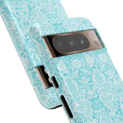 Luxe Lace in Aqua - Tough Phone Case