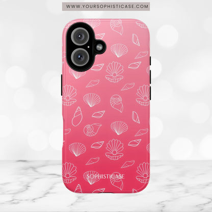 Seashell Society in Sunset Pink - iPhone Case, Samsung Galaxy Case, Google Pixel Case