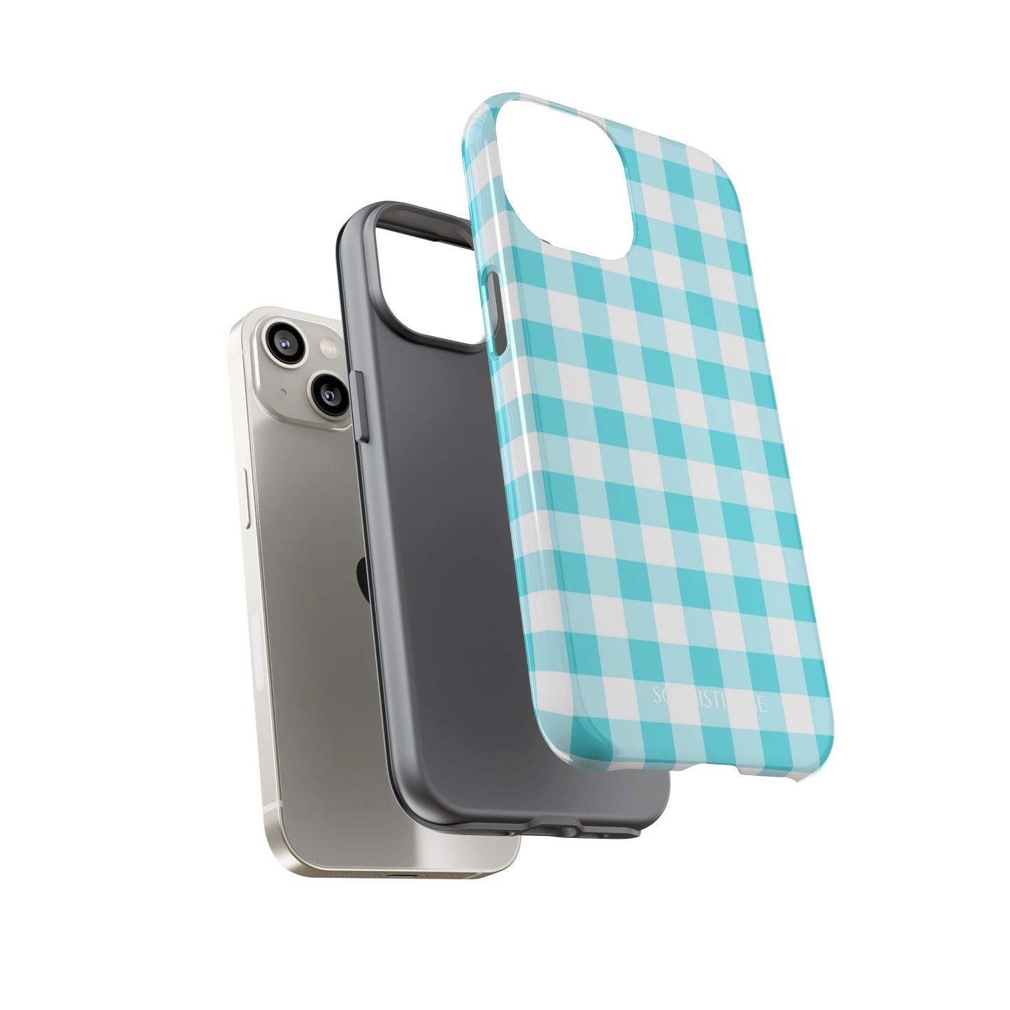 Gingham in Aqua - iPhone Case, Samsung Galaxy Case, Google Pixel Case