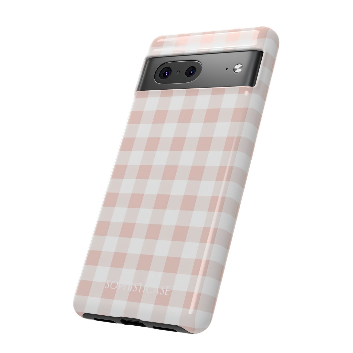 Gingham in Neutral Beige - Drop Proof Phone Case for Google Pixel