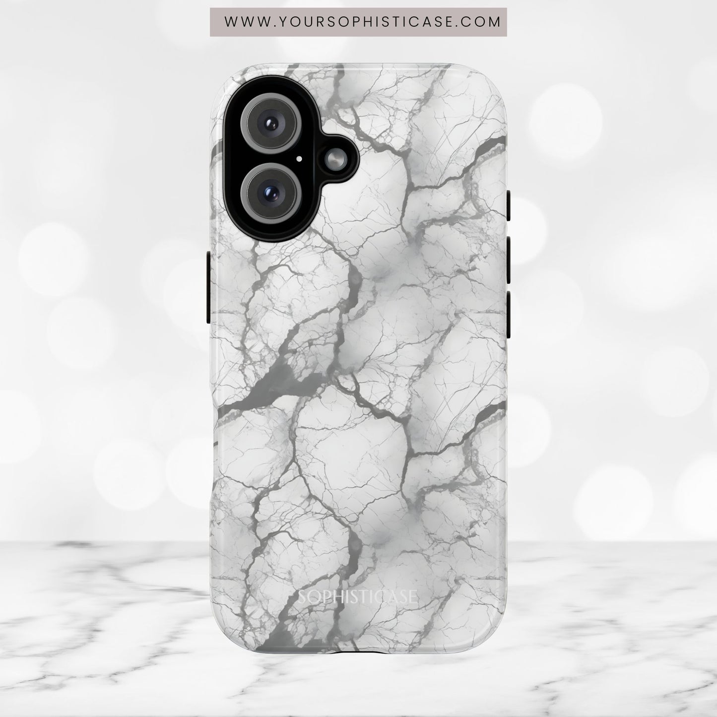 Marble Opulence in Charcoal Grey - Tough Phone Case