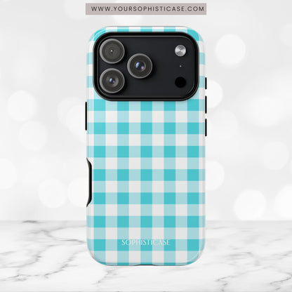 Gingham in Aqua - iPhone Magsafe Case