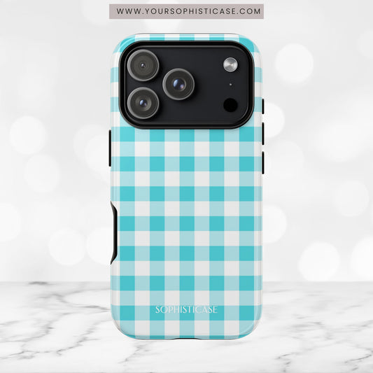 Gingham in Aqua - iPhone Magsafe Case