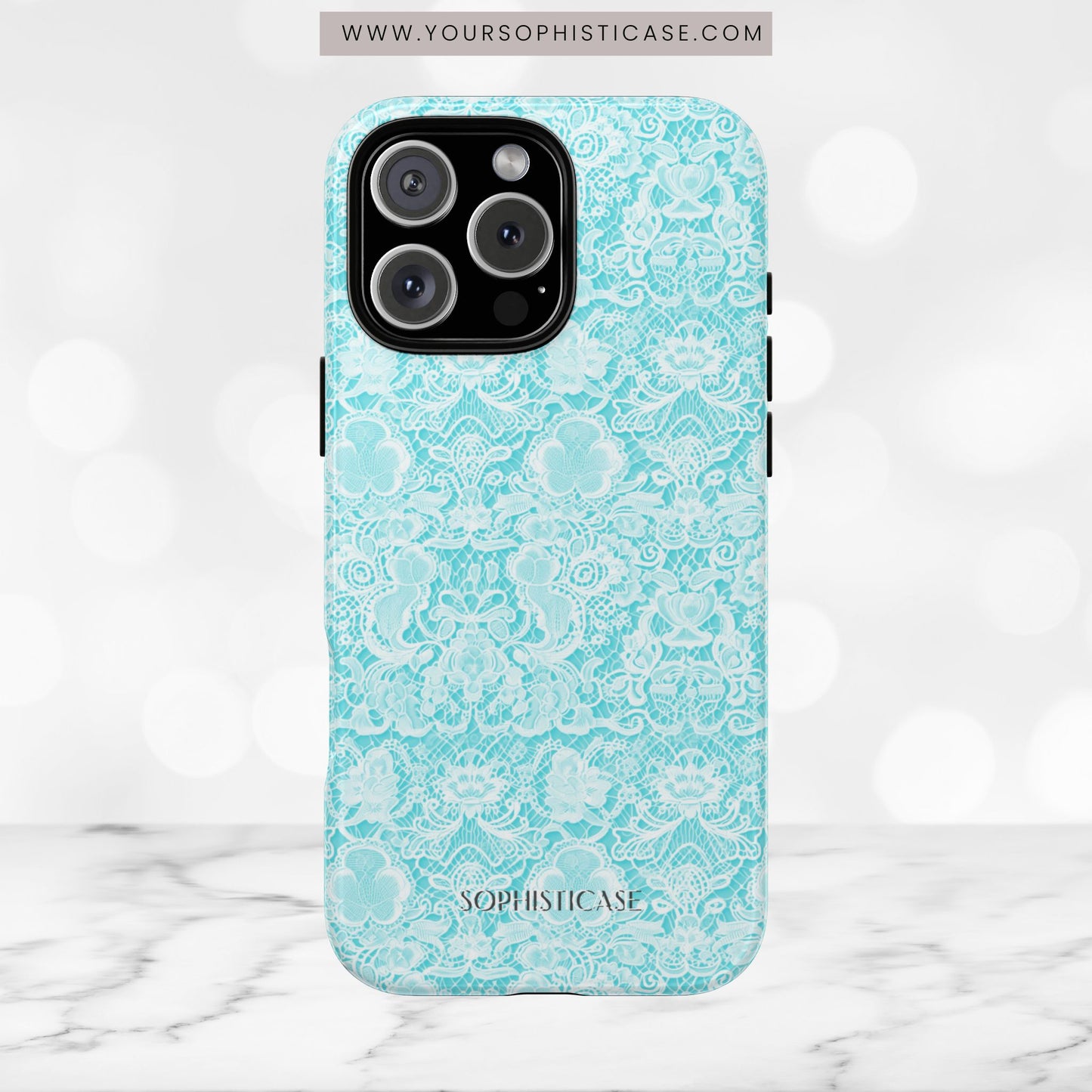 Luxe Lace in Aqua - Tough Phone Case