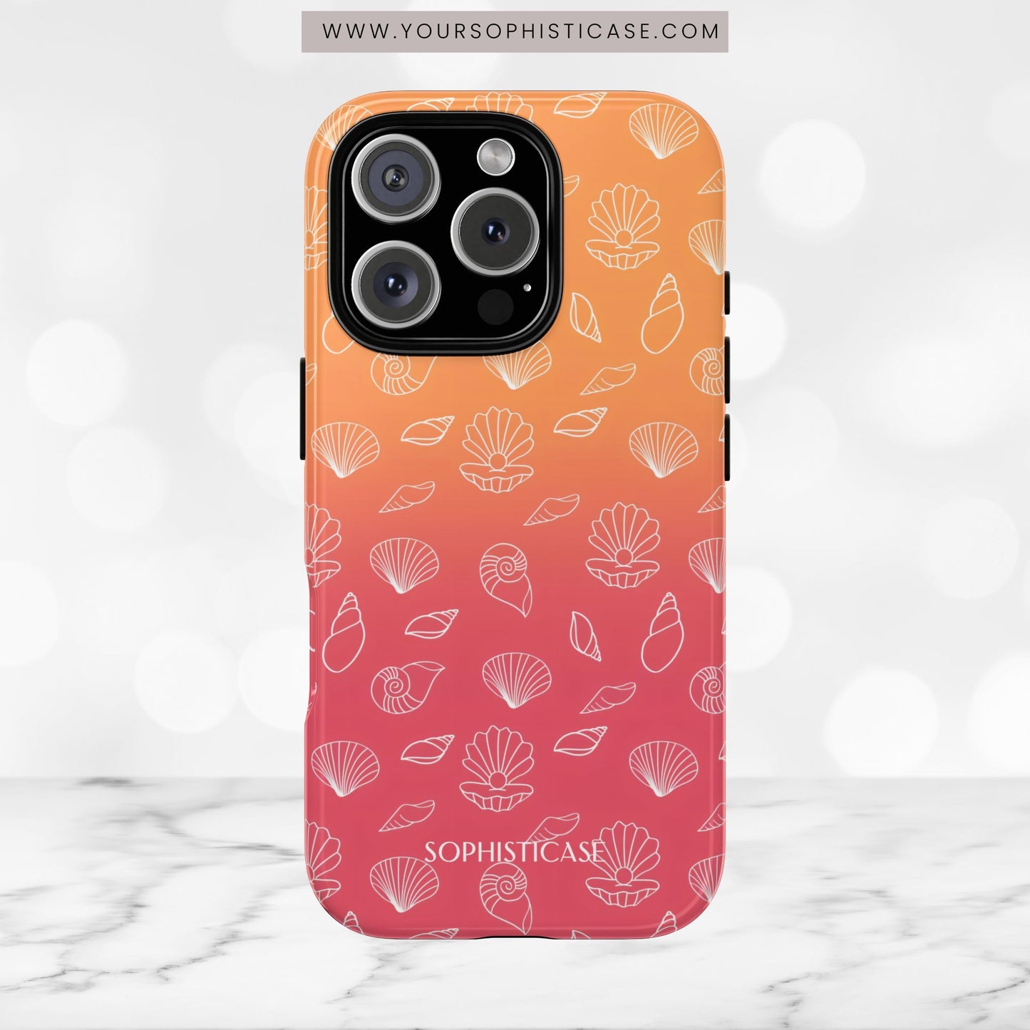 Seashell Society in Sunset Orange - iPhone Case, Samsung Galaxy Case, Google Pixel Case