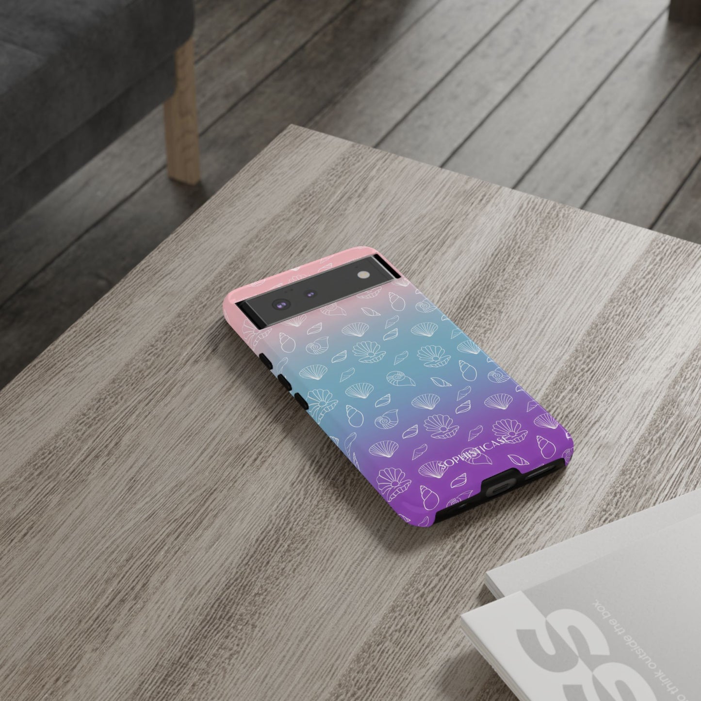Seashell Society in Pink Blue & Purple Sunset - iPhone Case, Samsung Galaxy Case, Google Pixel Case