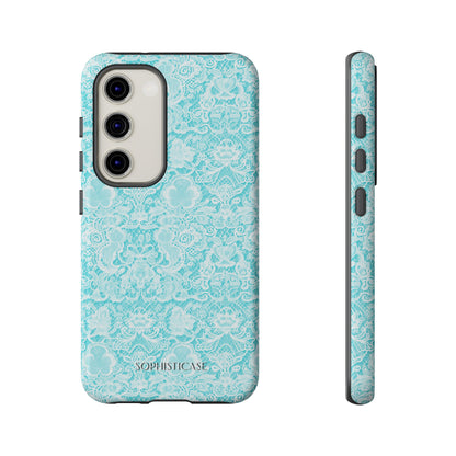 Luxe Lace in Aqua - Tough Phone Case