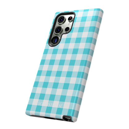 Gingham in Aqua - Drop Proof Phone Case for Samsung Galaxy