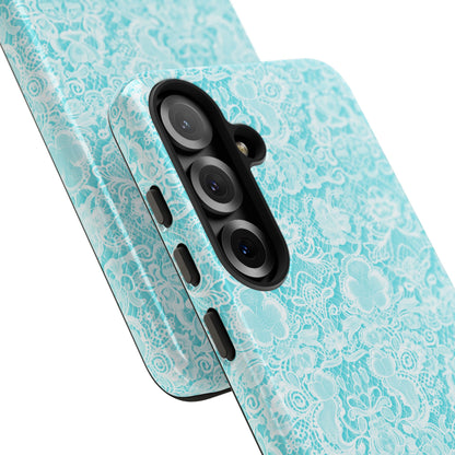 Luxe Lace in Aqua - Tough Phone Case