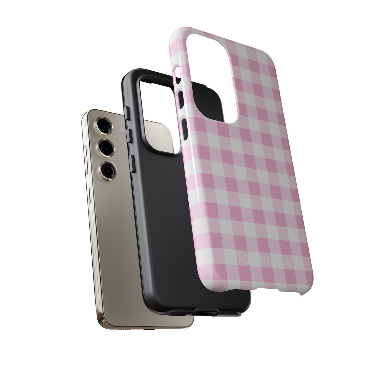 Gingham in Pink - Protective Phone Case for Samsung Galaxy