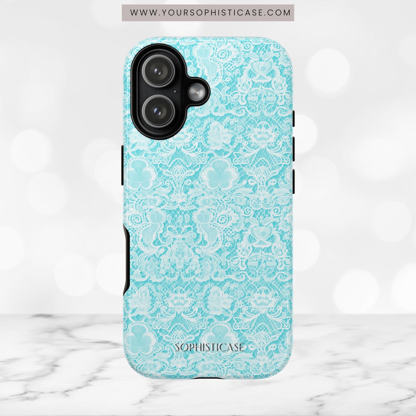 Luxe Lace in Aqua - Tough Phone Case