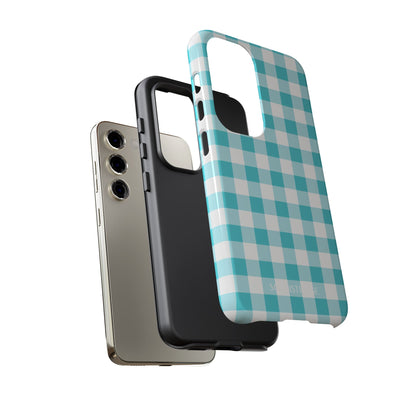 Gingham in Aqua - Tough Phone Case