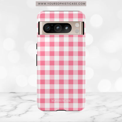 Gingham in Salmon - Tough Phone Case