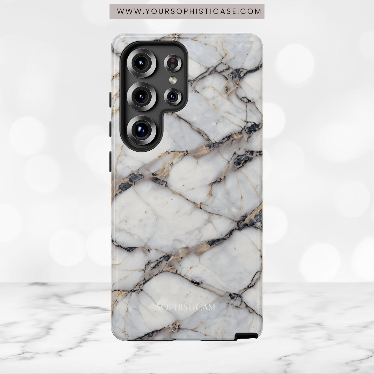 Marble Opulence in Cracked Beige - iPhone Case, Samsung Galaxy Case, Google Pixel Case