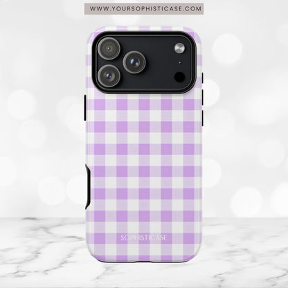 Gingham in Purple - Tough Phone Case