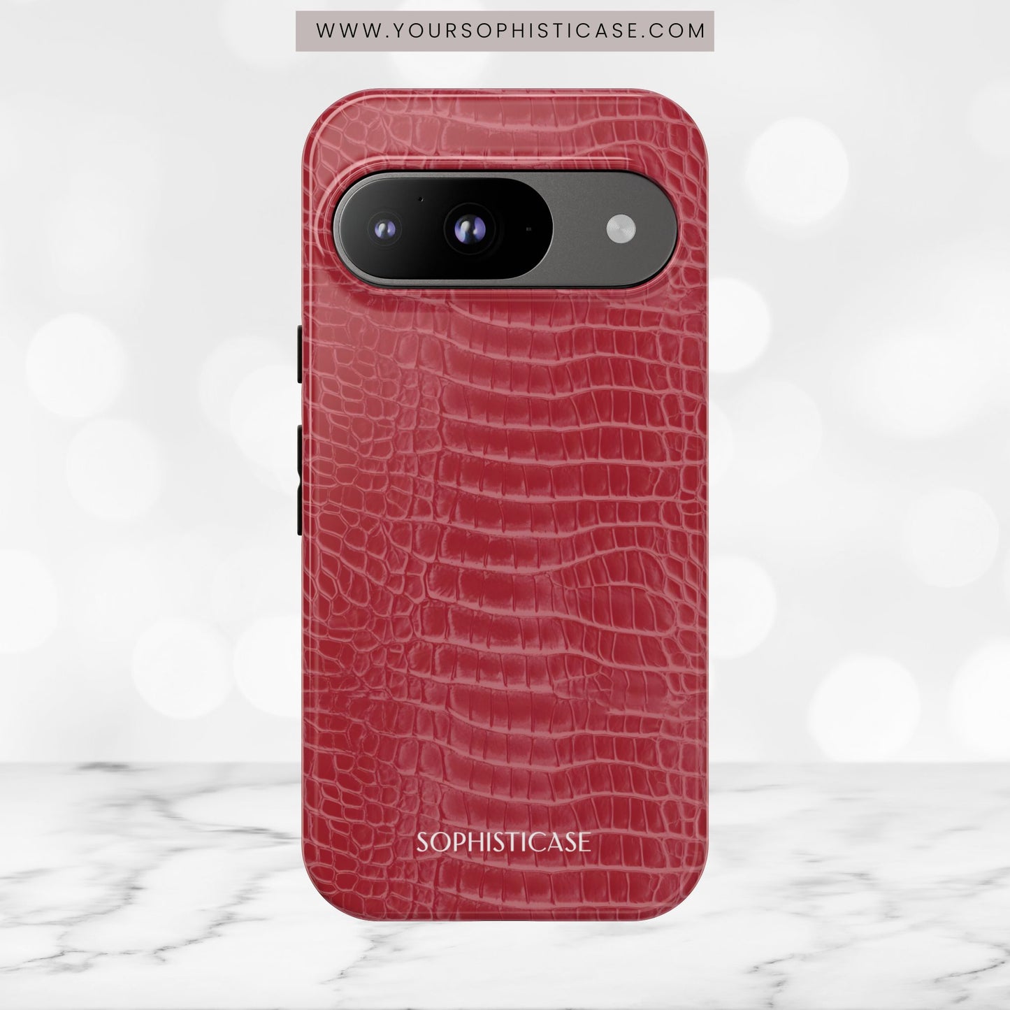 Luxe Leather in Cherry Red - iPhone Case, Samsung Galaxy Case, Google Pixel Case
