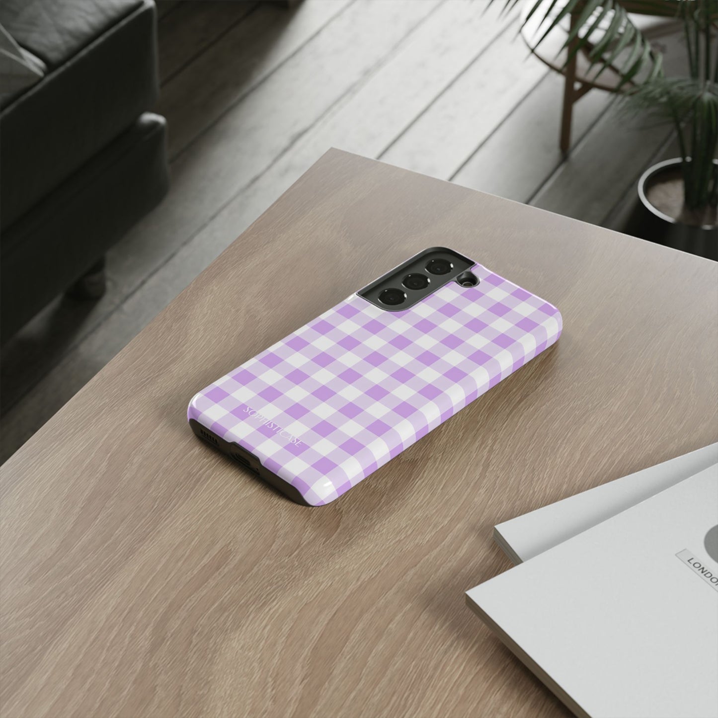Gingham in Purple - Tough Phone Case