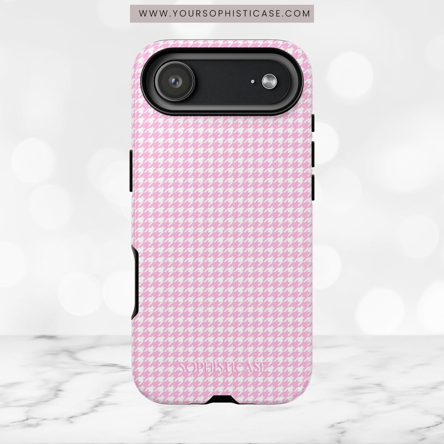 Houndstooth in Pink - iPhone Case, Samsung Galaxy Case, Google Pixel Case
