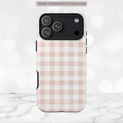 Gingham in Neutral Beige - Tough Phone Case