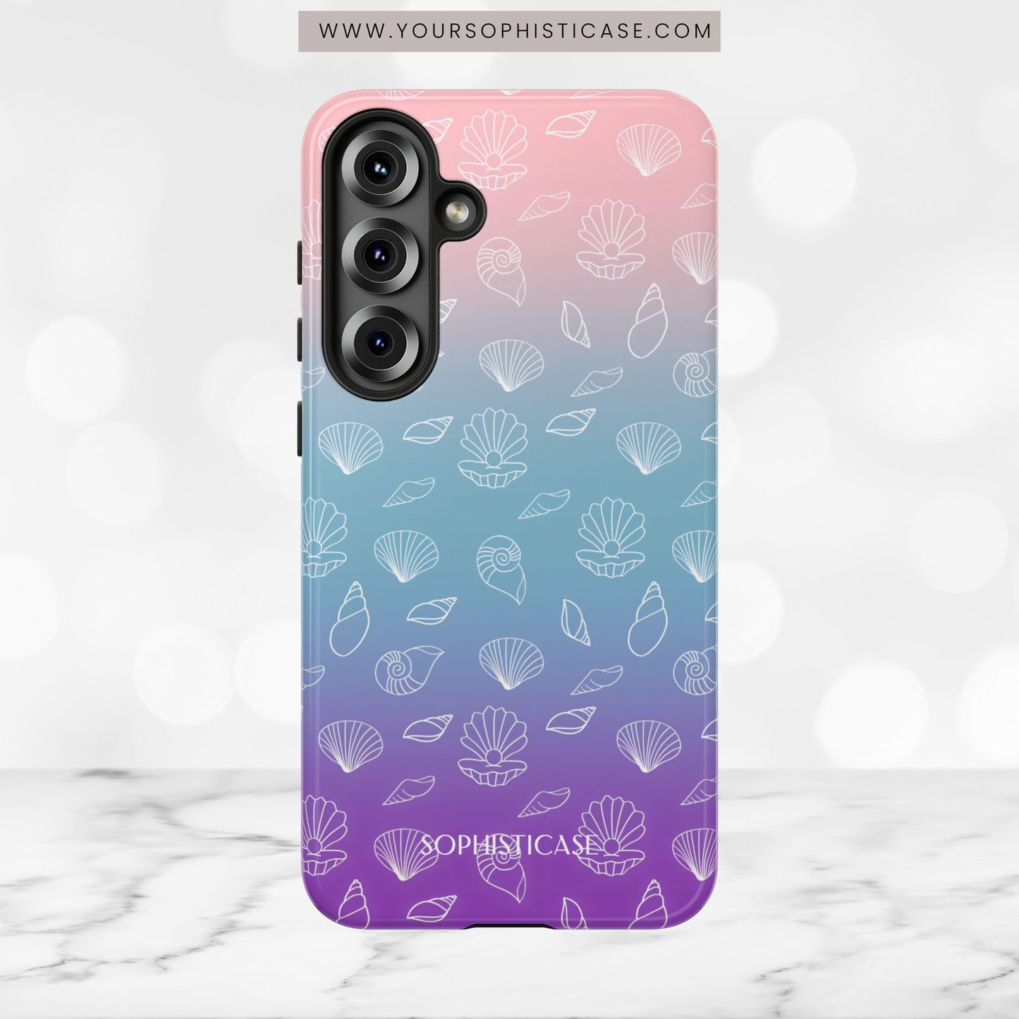 Seashell Society in Pink Blue & Purple Sunset - iPhone Case, Samsung Galaxy Case, Google Pixel Case