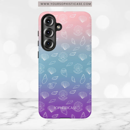 Seashell Society in Pink Blue & Purple Sunset - iPhone Case, Samsung Galaxy Case, Google Pixel Case