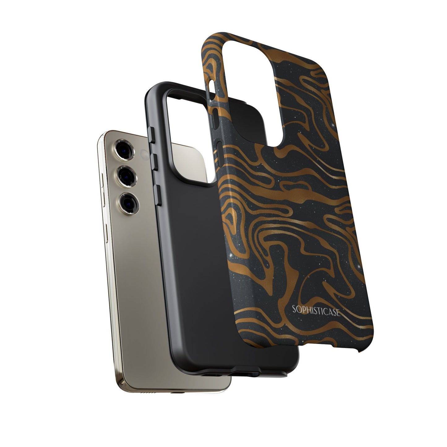 Cosmic Gold in Black - iPhone Case, Samsung Galaxy Case, Google Pixel Case