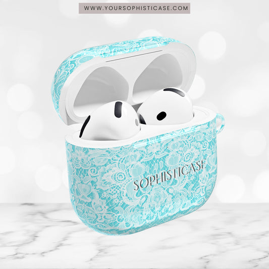 AirPod Cases - Luxe Lace in Aqua