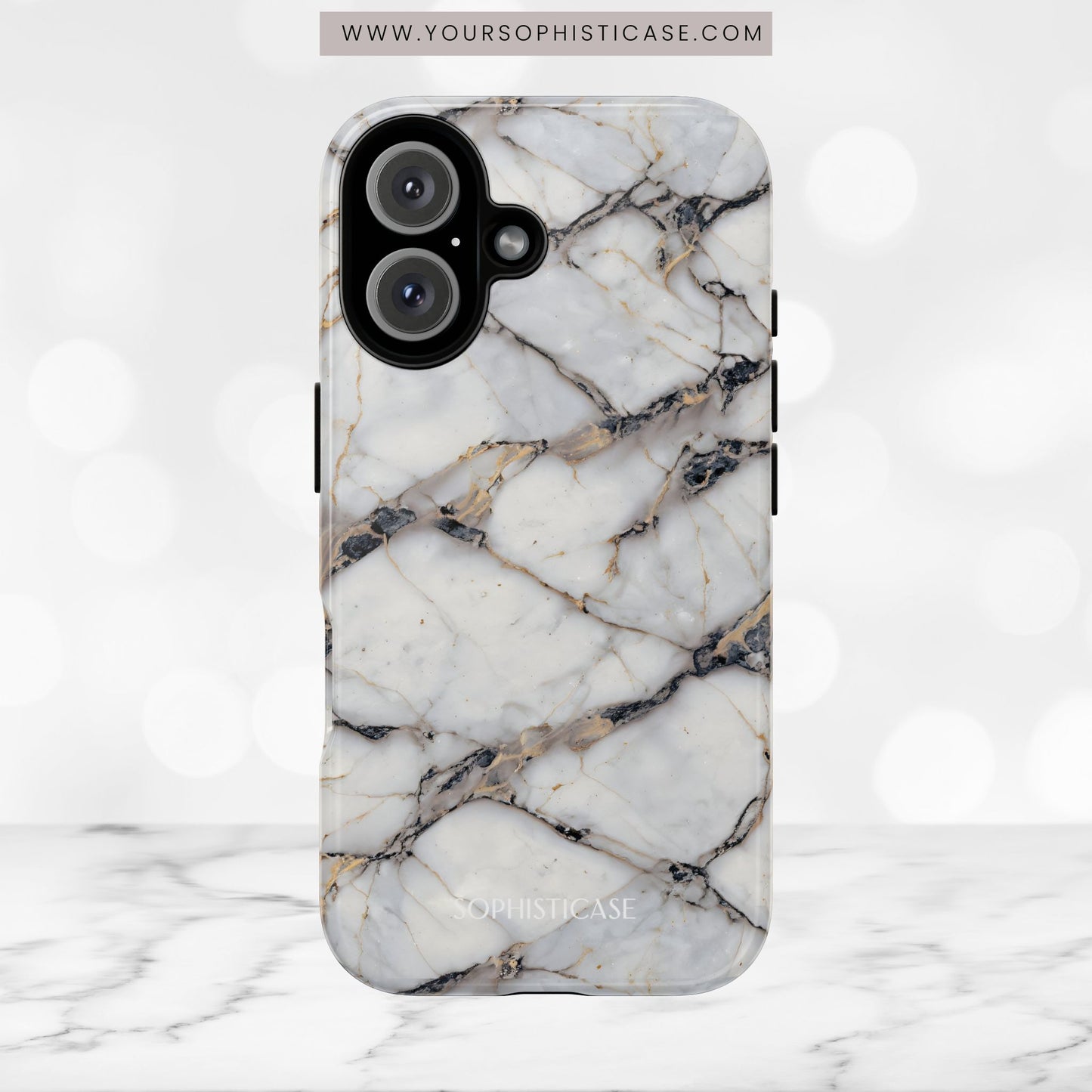 Marble Opulence in Cracked Beige - iPhone Case, Samsung Galaxy Case, Google Pixel Case