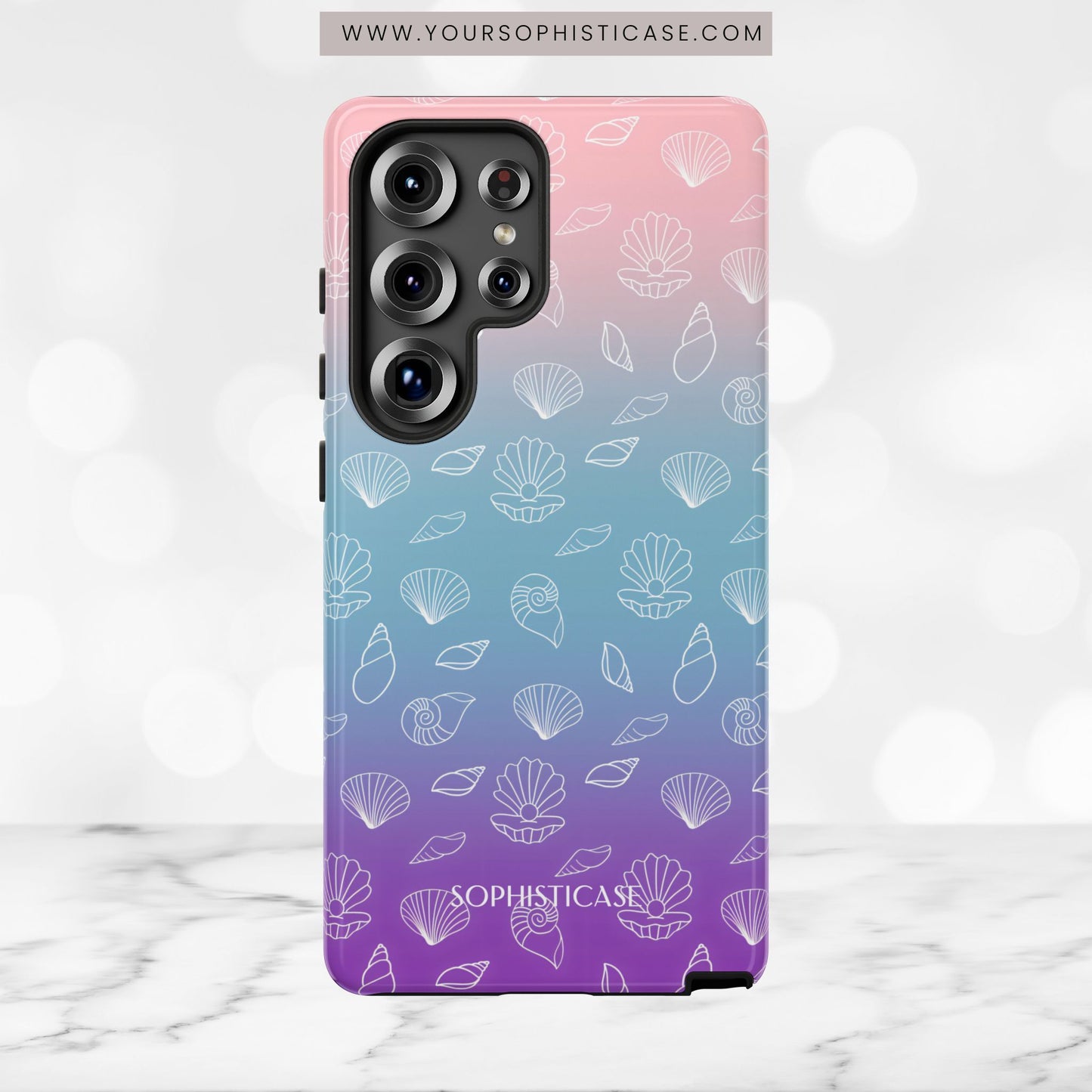 Seashell Society in Pink Blue & Purple Sunset - iPhone Case, Samsung Galaxy Case, Google Pixel Case