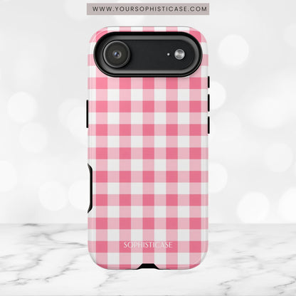 Gingham in Salmon - Tough Phone Case