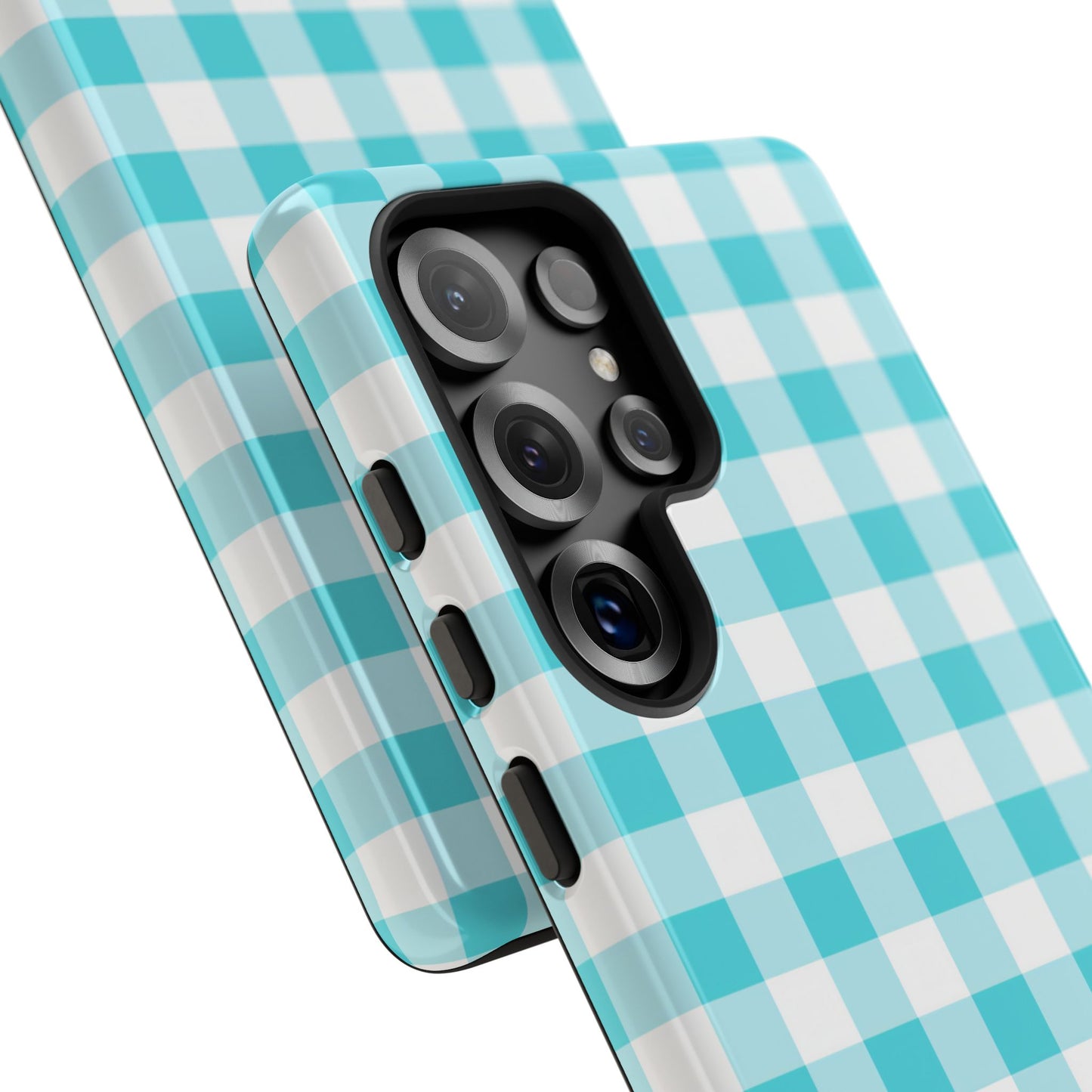 Gingham in Aqua - Tough Phone Case
