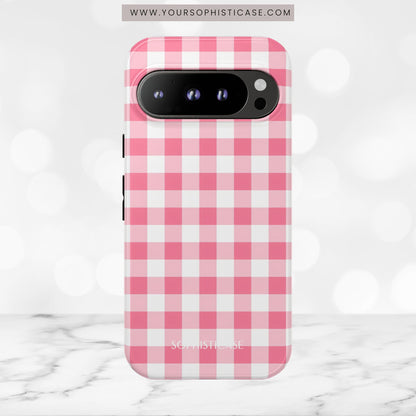 Gingham in Salmon - Tough Phone Case