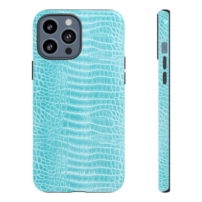 Luxe Leather in Aqua - iPhone Case