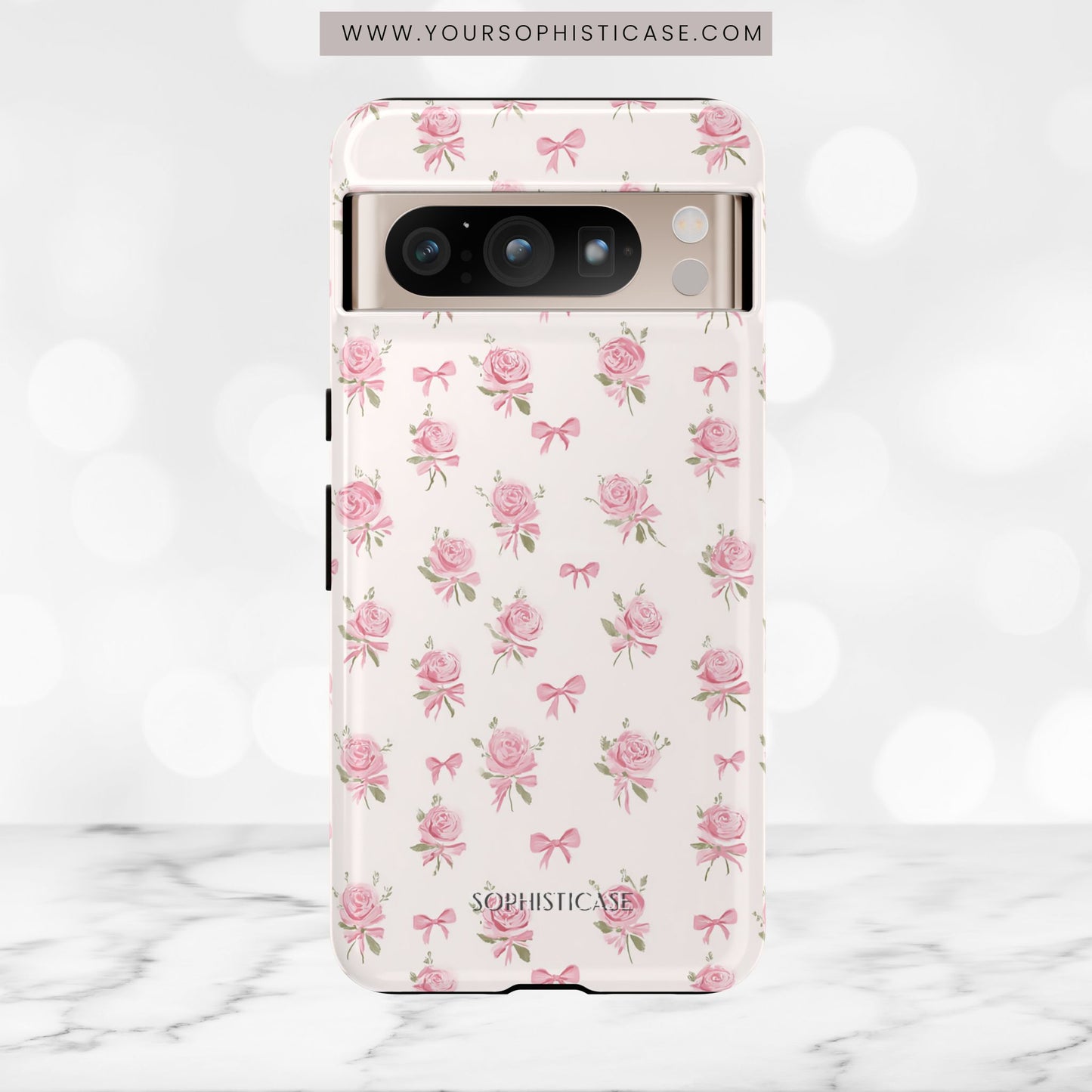 The Sweetest Thing in Coquette Roses and Bows - iPhone Case, Samsung Galaxy Case, Google Pixel Case