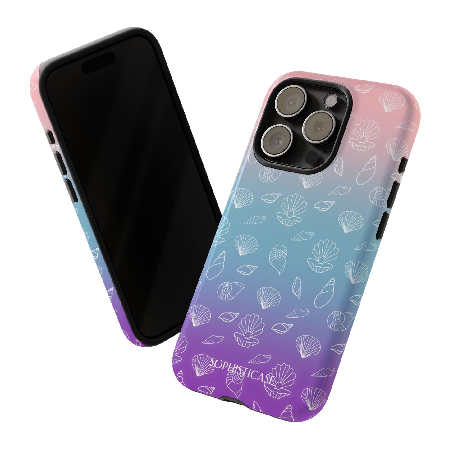 Seashell Society in Pink Blue & Purple Sunset - iPhone Case, Samsung Galaxy Case, Google Pixel Case