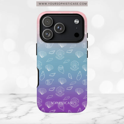 Seashell Society in Pink Blue & Purple Sunset - iPhone Case, Samsung Galaxy Case, Google Pixel Case
