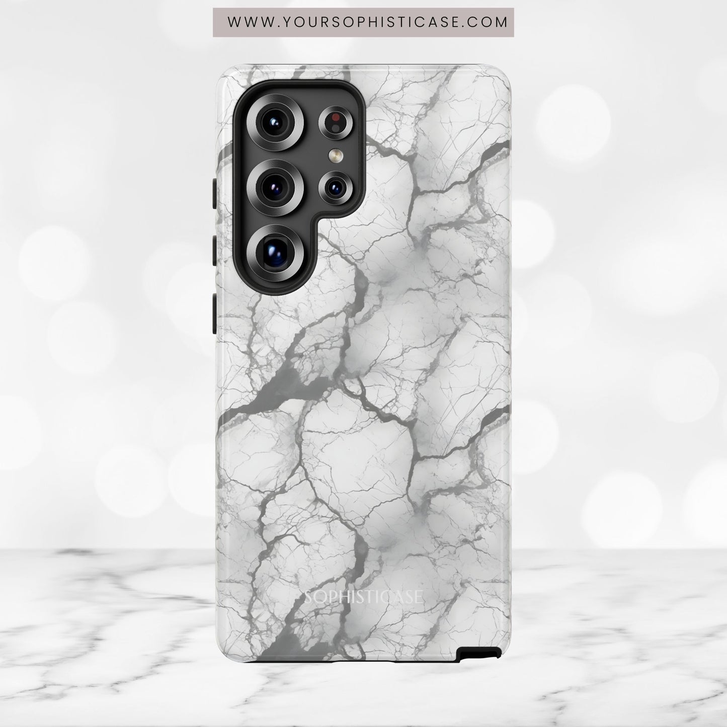 Marble Opulence in Charcoal Grey - Tough Phone Case