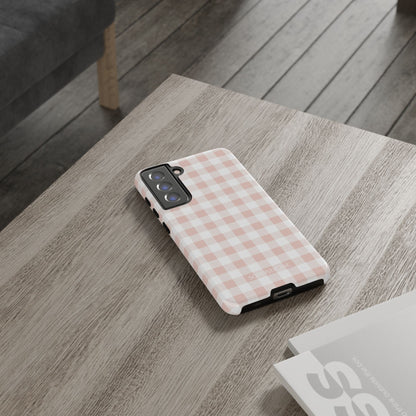 Gingham in Neutral Beige - Tough Phone Case