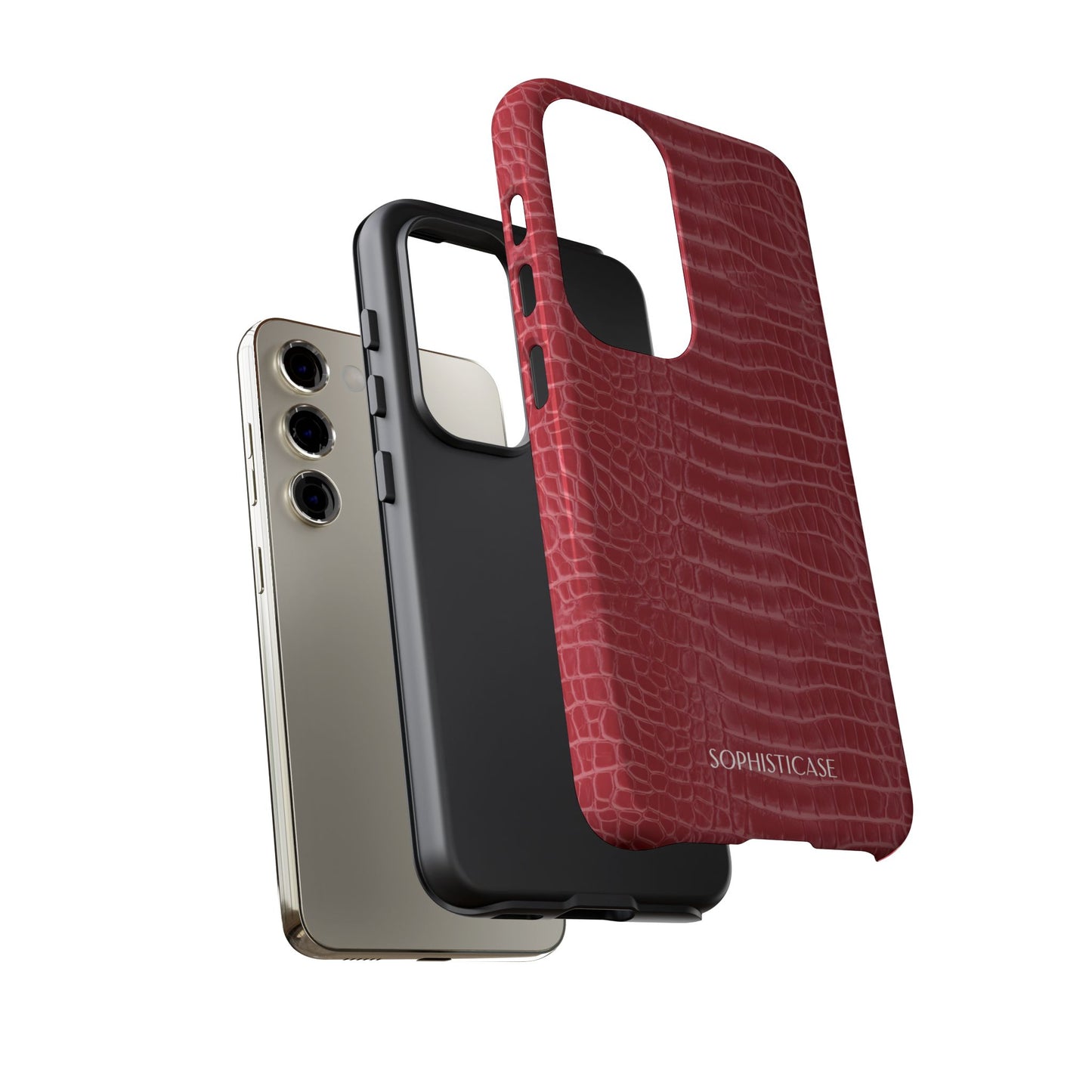 Luxe Leather in Cherry Red - iPhone Case, Samsung Galaxy Case, Google Pixel Case