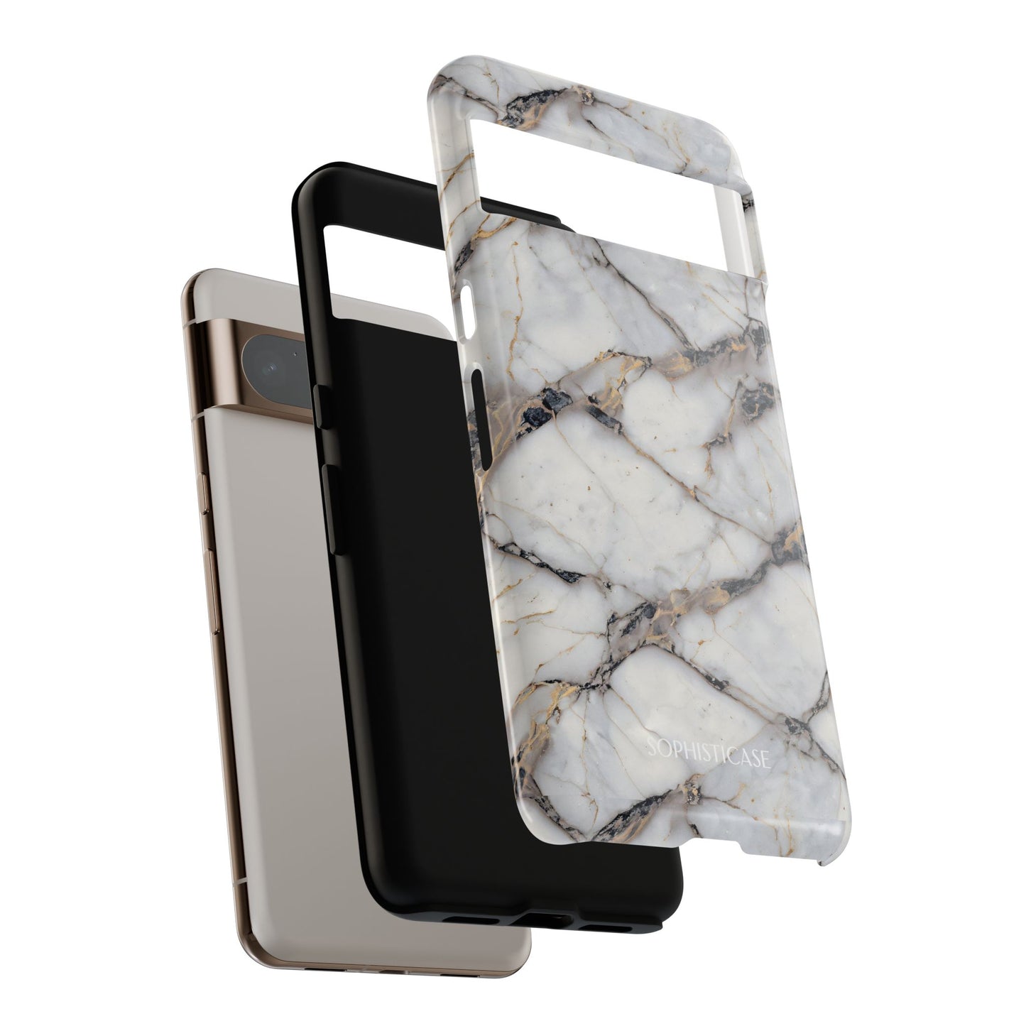 Marble Opulence in Cracked Beige - iPhone Case, Samsung Galaxy Case, Google Pixel Case