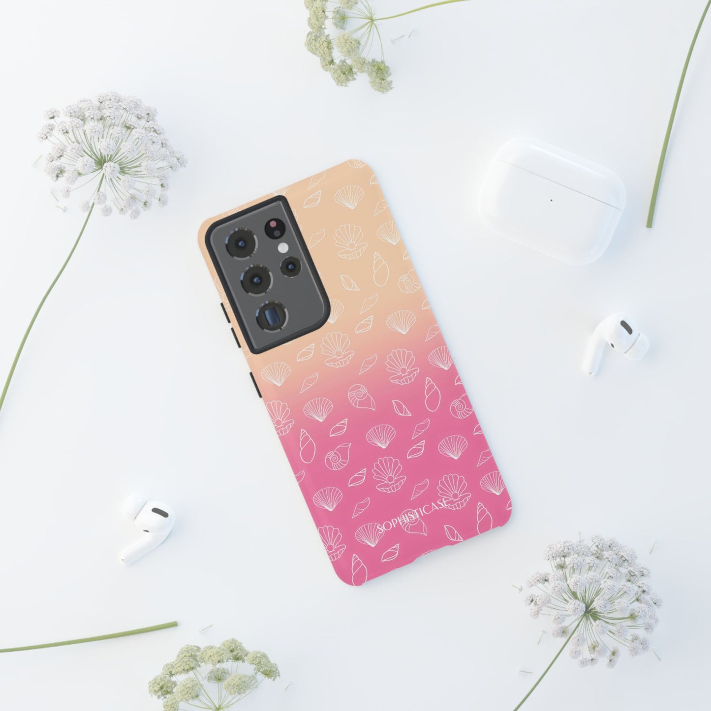 Seashell Society in Sandy Pink Sunset - iPhone Case, Samsung Galaxy Case, Google Pixel Case