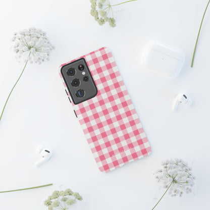 Gingham in Salmon - Tough Phone Case