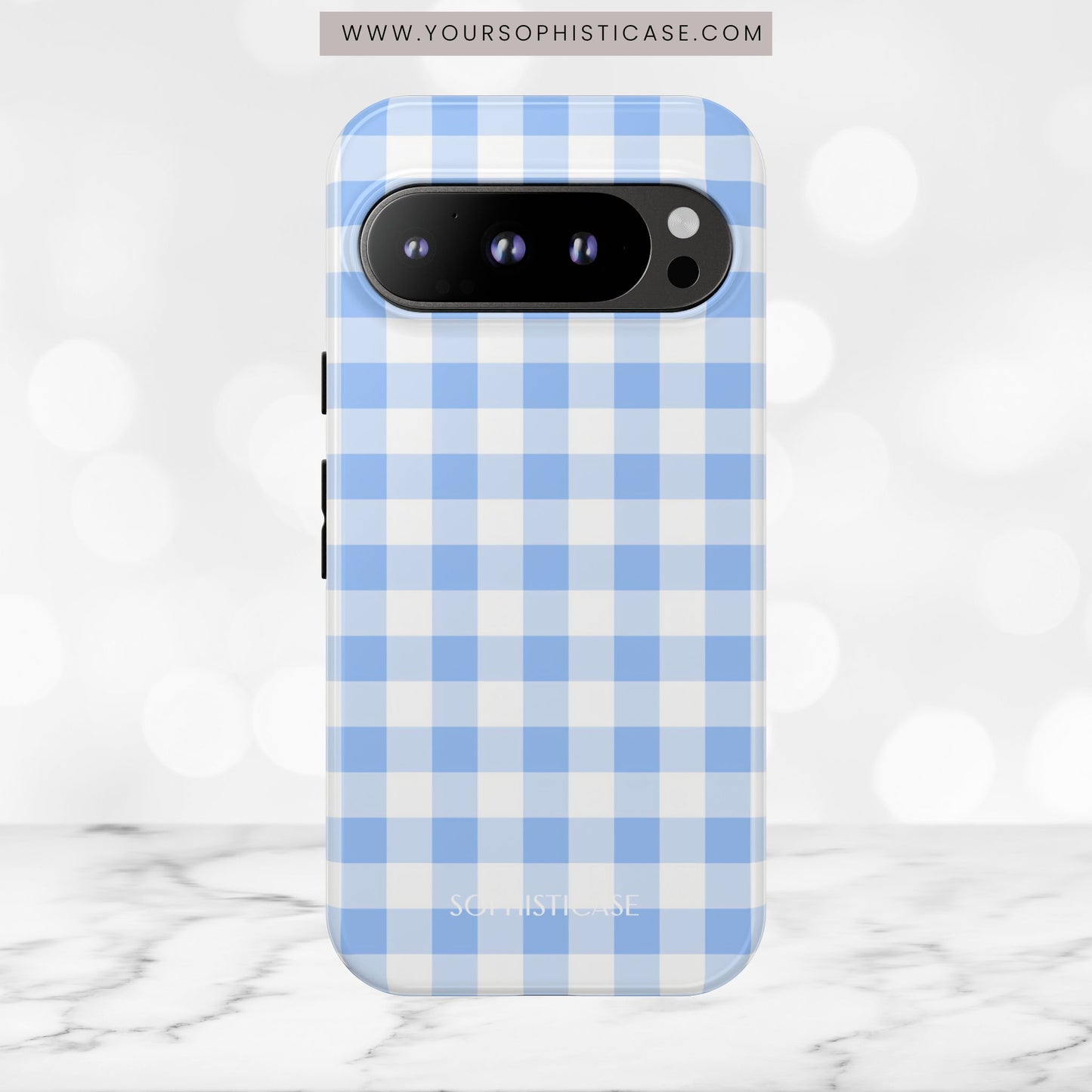 Gingham in Blue - iPhone Case, Samsung Galaxy Case, Google Pixel Case