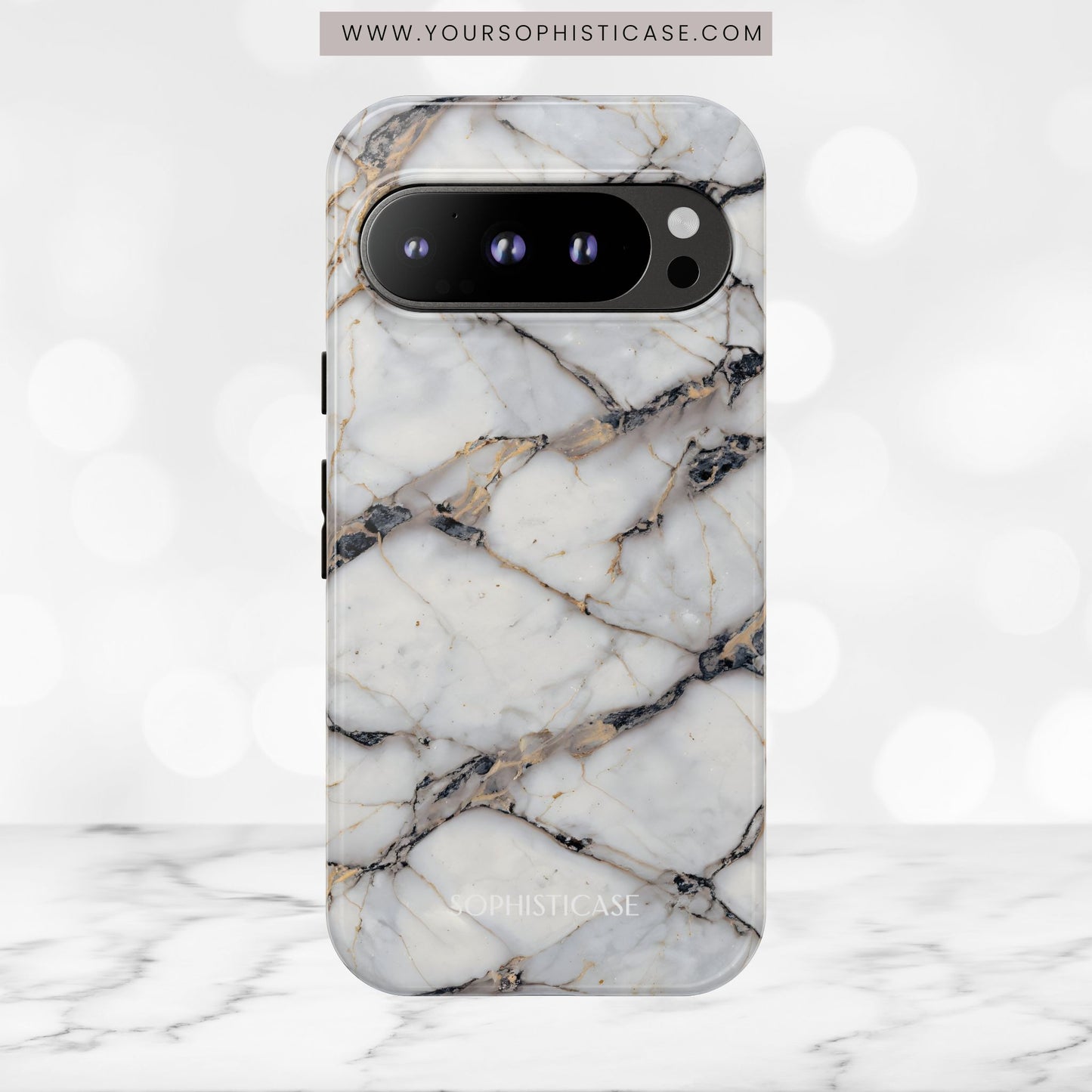 Marble Opulence in Cracked Beige - iPhone Case, Samsung Galaxy Case, Google Pixel Case