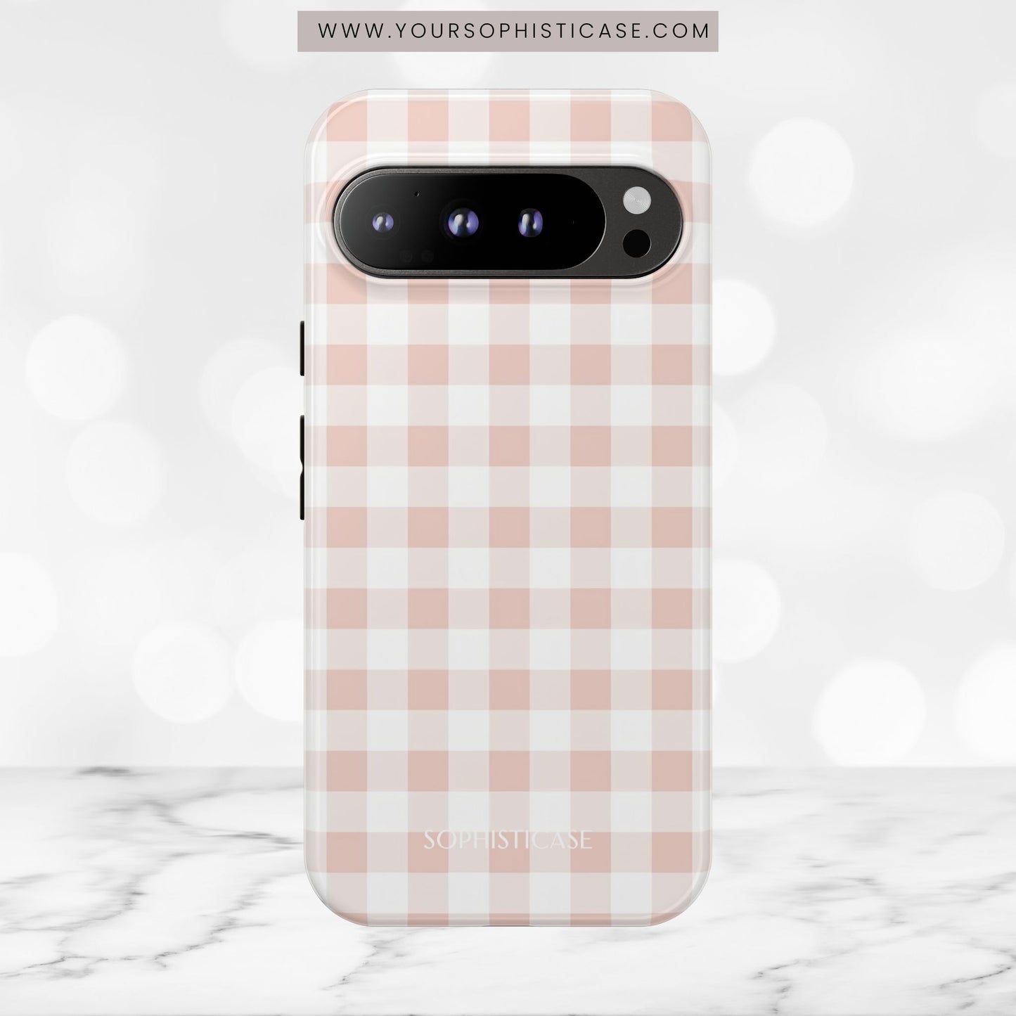 Gingham in Neutral Beige - Tough Phone Case