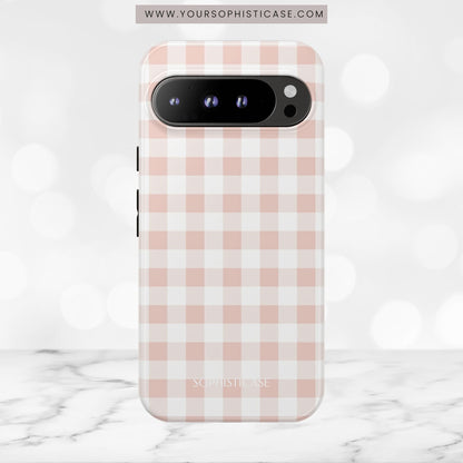 Gingham in Neutral Beige - Tough Phone Case