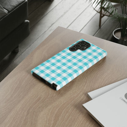 Gingham in Aqua - iPhone Case, Samsung Galaxy Case, Google Pixel Case